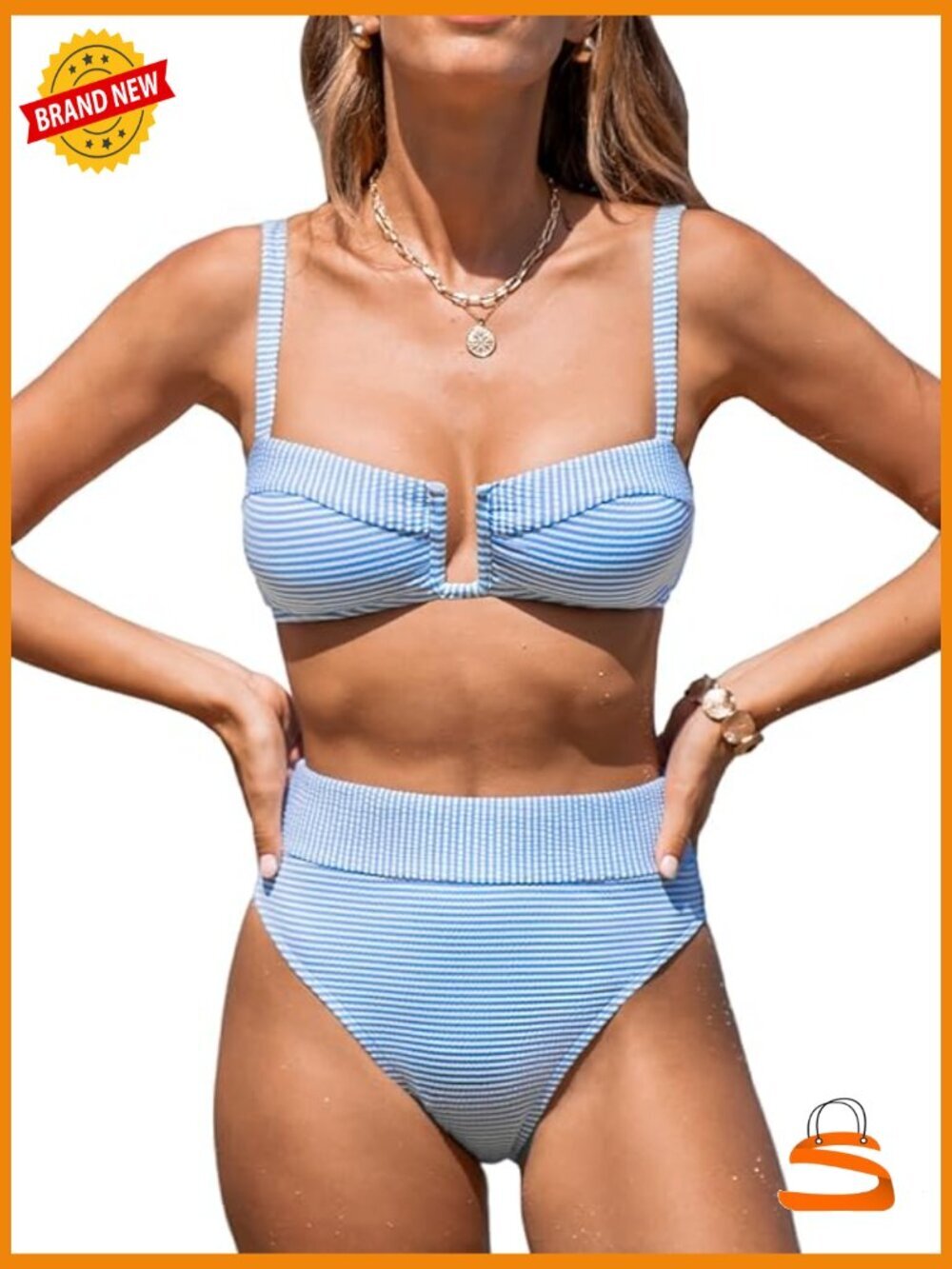 High Waisted Bikini Set U Wire Support Cheeky Bottom Swimwear